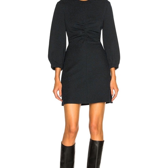 Tibi Black Eclipse Pique Ruched Multi Puff Sleeve Mini Cocktail Dress - Picture 5 of 8